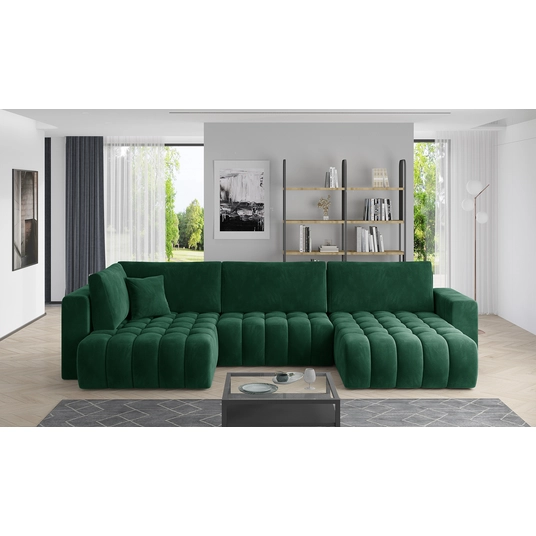 Kampinė sofa Bonito su patalynės dėže, audinys Lukso 35