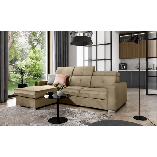Kampinė sofa Fresia su patalynės dėže, audinys Nube 20