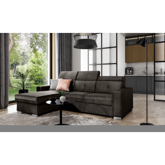 Kampinė sofa Fresia su patalynės dėže, audinys Nube 22