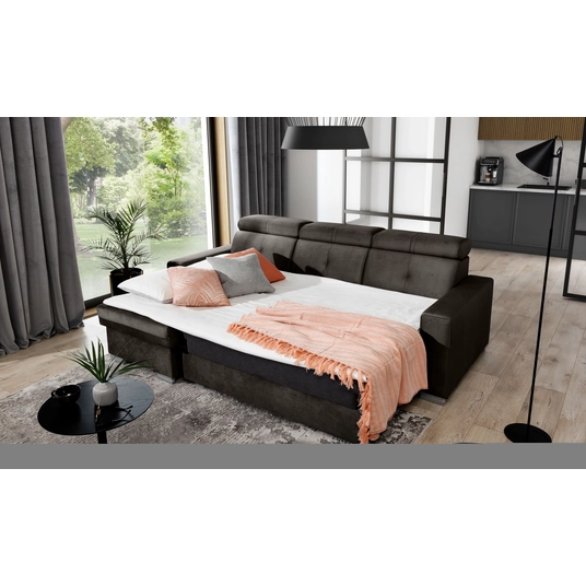 Kampinė sofa Fresia su patalynės dėže, audinys Nube 22