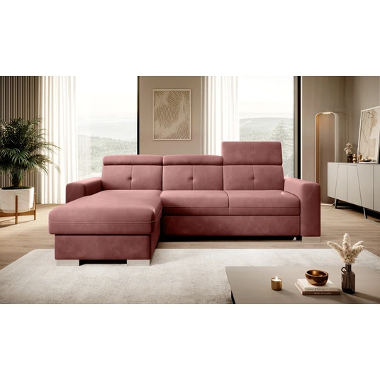 Kampinė sofa Fresia su patalynės dėže, audinys Lukso 24