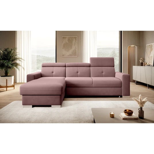 Kampinė sofa Fresia su patalynės dėže, audinys Velvetmat 24
