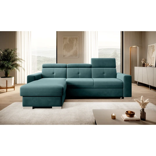 Kampinė sofa Fresia su patalynės dėže, audinys Velvetmat 38