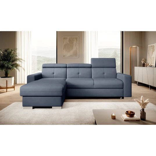 Kampinė sofa Fresia su patalynės dėže, audinys Poco 40