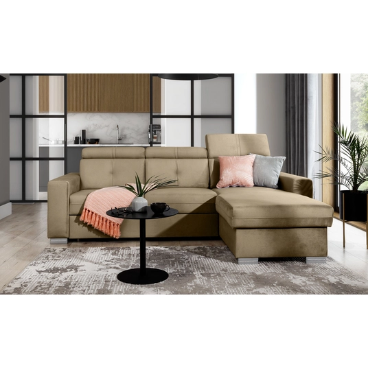 Kampinė sofa Fresia su patalynės dėže, audinys Nube 20