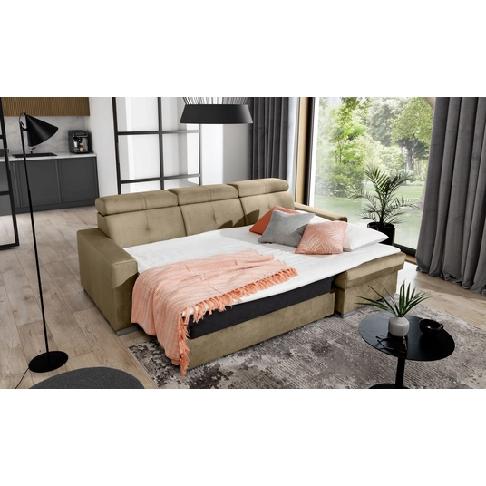 Kampinė sofa Fresia su patalynės dėže, audinys Nube 20