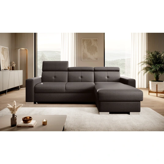 Kampinė sofa Fresia su patalynės dėže, audinys Flores 22