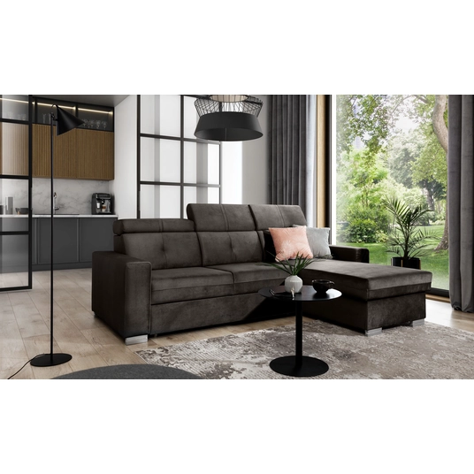 Kampinė sofa Fresia su patalynės dėže, audinys Nube 22