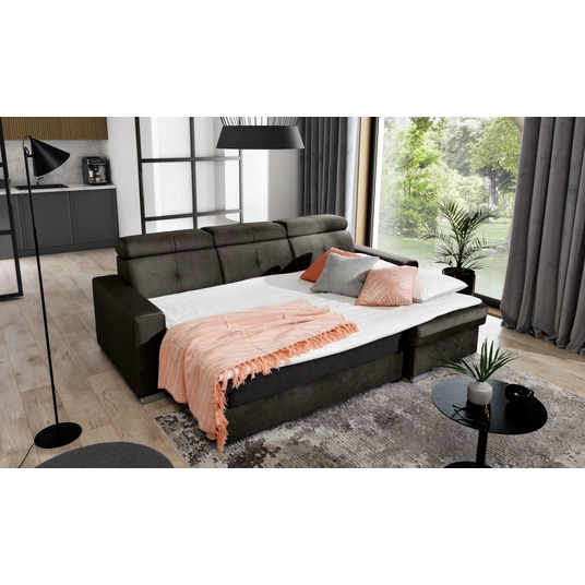 Kampinė sofa Fresia su patalynės dėže, audinys Nube 22