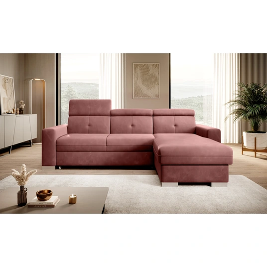 Kampinė sofa Fresia su patalynės dėže, audinys Lukso 24