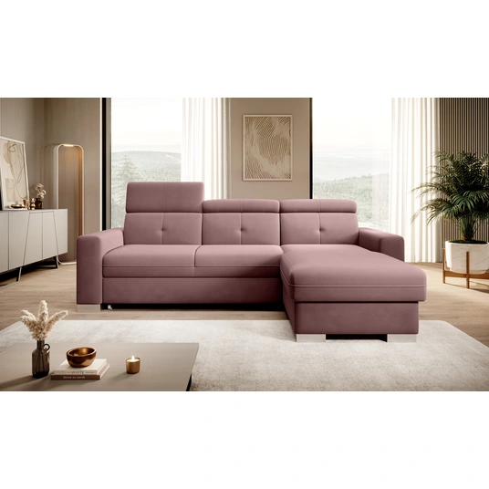 Kampinė sofa Fresia su patalynės dėže, audinys Velvetmat 24