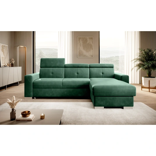 Kampinė sofa Fresia su patalynės dėže, audinys Lukso 35