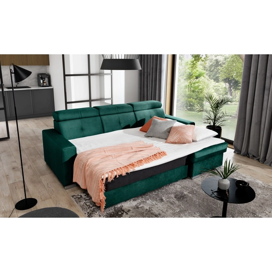 Kampinė sofa Fresia su patalynės dėže, audinys Nube 35