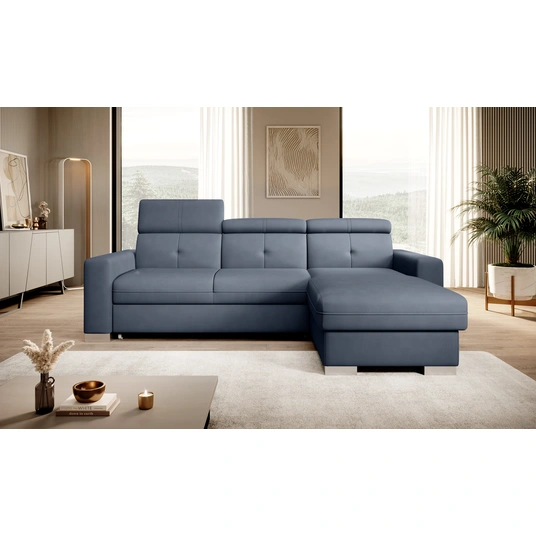 Kampinė sofa Fresia su patalynės dėže, audinys Poco 40
