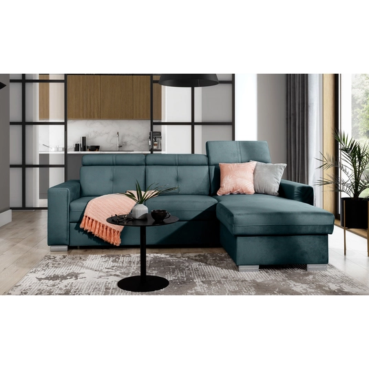 Kampinė sofa Fresia su patalynės dėže, audinys Monolith 76