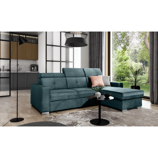 Kampinė sofa Fresia su patalynės dėže, audinys Monolith 76