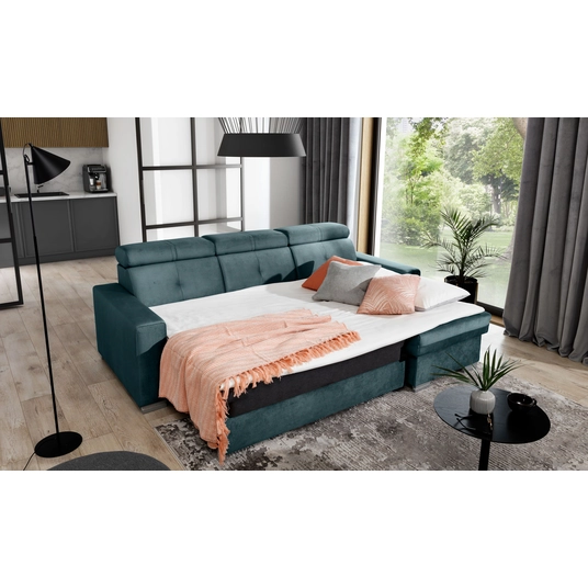 Kampinė sofa Fresia su patalynės dėže, audinys Monolith 76