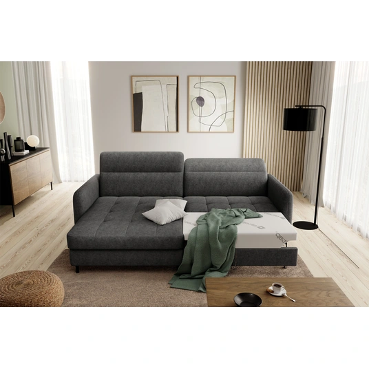 Kampinė sofa Gomsi su patalynės dėže, audinys Raquel 05