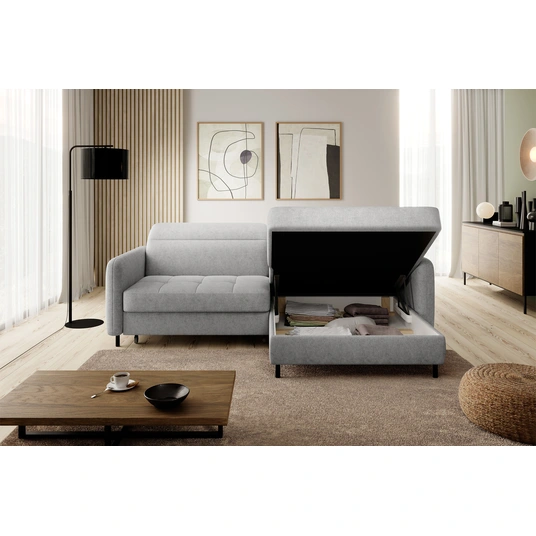 Kampinė sofa Gomsi su patalynės dėže, audinys Raquel 03