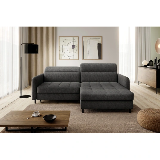 Kampinė sofa Gomsi su patalynės dėže, audinys Raquel 05