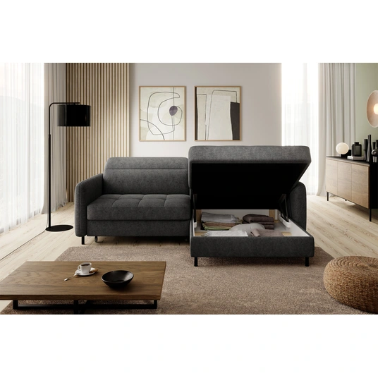Kampinė sofa Gomsi su patalynės dėže, audinys Raquel 05
