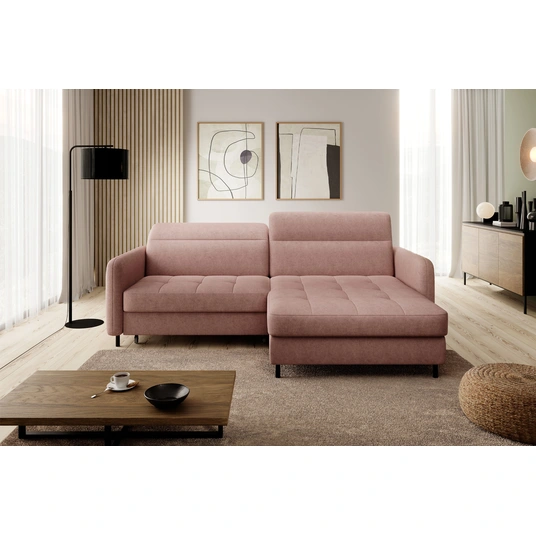 Kampinė sofa Gomsi su patalynės dėže, audinys Raquel 24