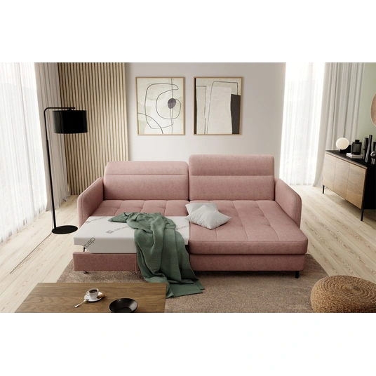 Kampinė sofa Gomsi su patalynės dėže, audinys Raquel 24