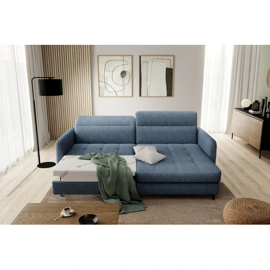Kampinė sofa Gomsi su patalynės dėže, audinys Raquel 40