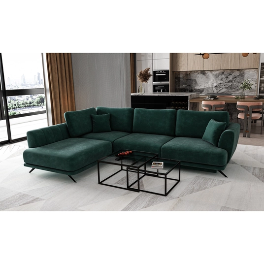 Kampinė sofa Larde su patalynės dėže, audinys Nube 35
