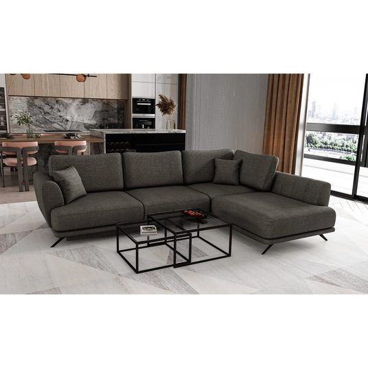 Kampinė sofa Larde su patalynės dėže, audinys Flores 5