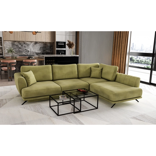 Kampinė sofa Larde su patalynės dėže, audinys Loco 33