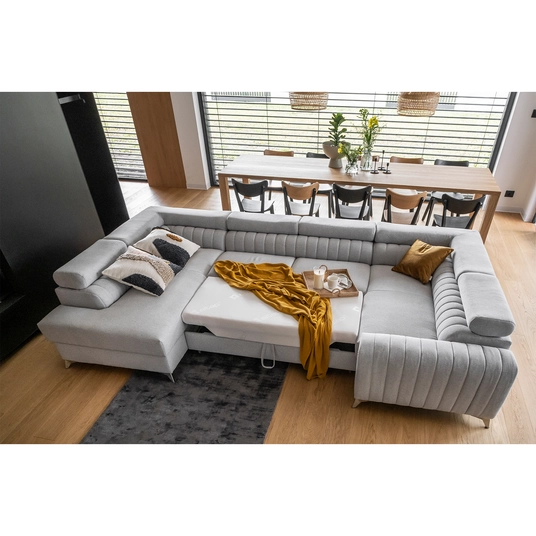 Kampinė sofa Louis su patalynės dėže, audinys Flores 5