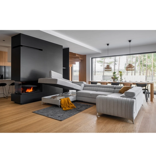 Kampinė sofa Louis su patalynės dėže, audinys Flores 5