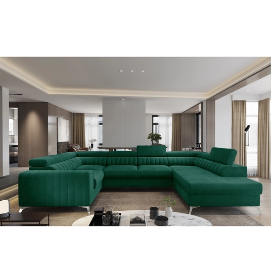 Kampinė sofa Louis su patalynės dėže, audinys Flores 10