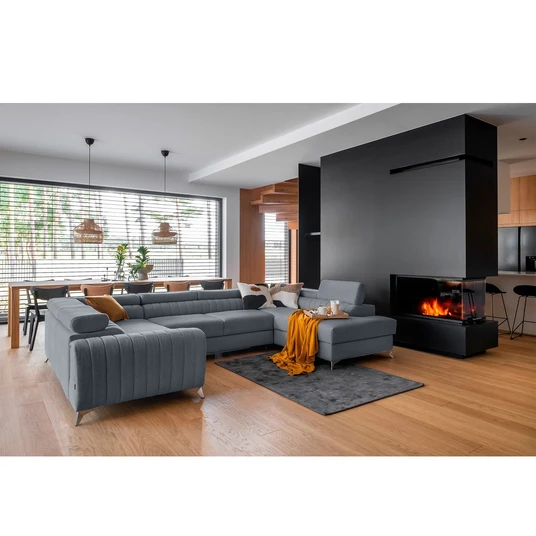 Kampinė sofa Louis su patalynės dėže, audinys Gojo 40