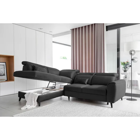 Kampinė sofa Noble su patalynės dėže, audinys Nube 6