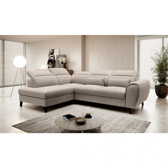 Kampinė sofa Noble su patalynės dėže, audinys Sola 18