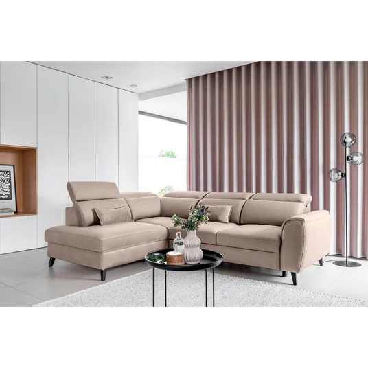 Kampinė sofa Noble su patalynės dėže, audinys Sola 18