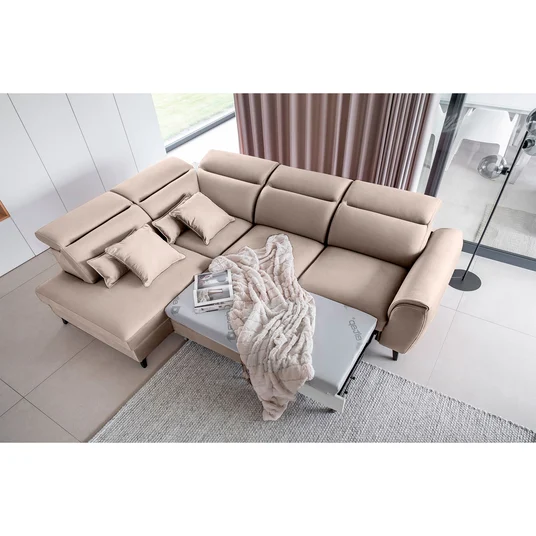 Kampinė sofa Noble su patalynės dėže, audinys Sola 18