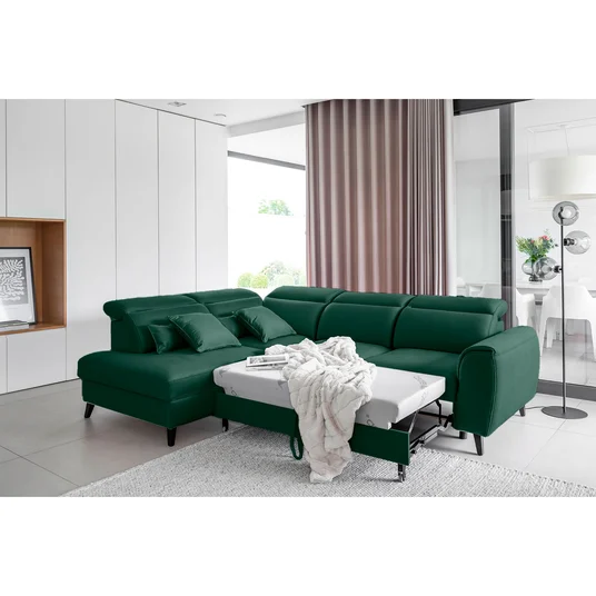 Kampinė sofa Noble su patalynės dėže, audinys Nube 35