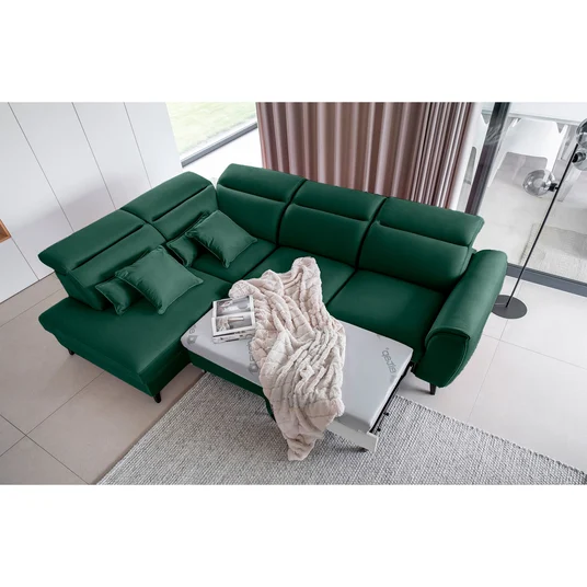 Kampinė sofa Noble su patalynės dėže, audinys Nube 35