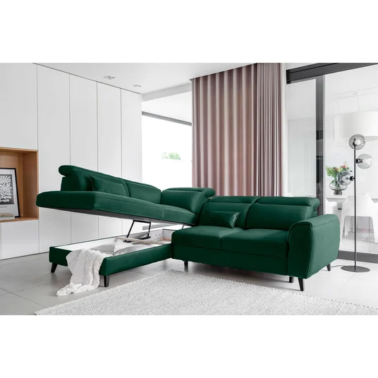Kampinė sofa Noble su patalynės dėže, audinys Nube 35