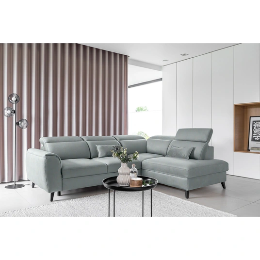 Kampinė sofa Noble su patalynės dėže, audinys Savoi 100