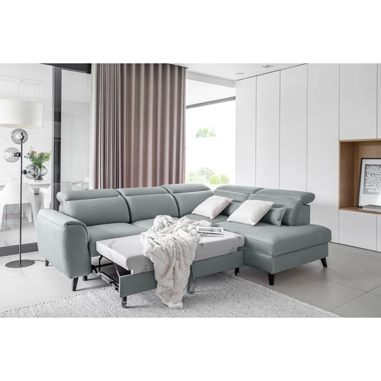 Kampinė sofa Noble su patalynės dėže, audinys Savoi 100