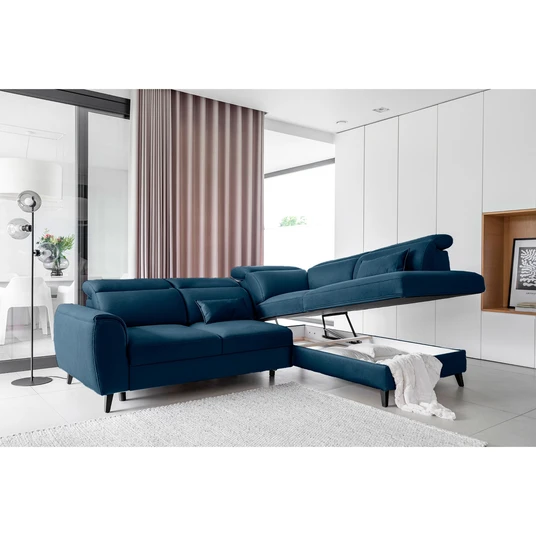 Kampinė sofa Noble su patalynės dėže, audinys Nube 40