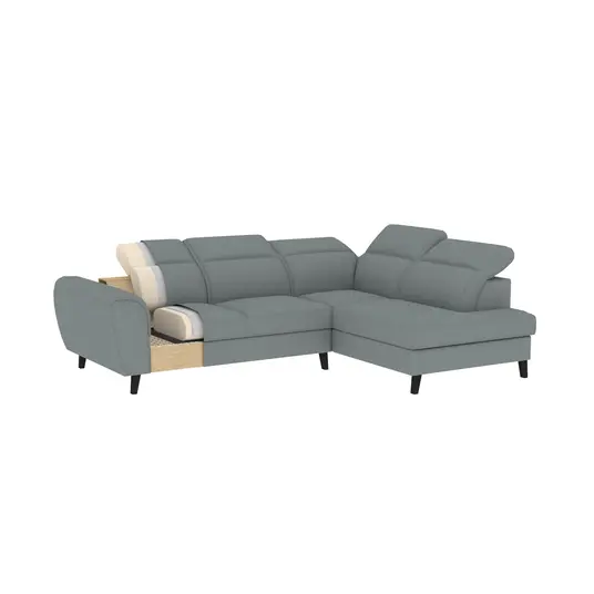 Kampinė sofa Noble su patalynės dėže, audinys Nube 40