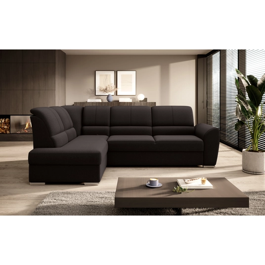 Kampinė sofa Siber su patalynės dėže, audinys Flores 22