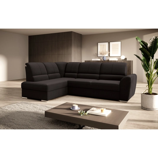 Kampinė sofa Siber su patalynės dėže, audinys Flores 22