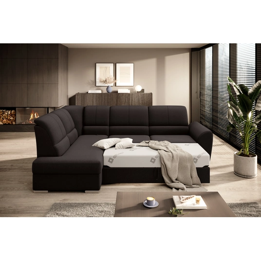Kampinė sofa Siber su patalynės dėže, audinys Flores 22