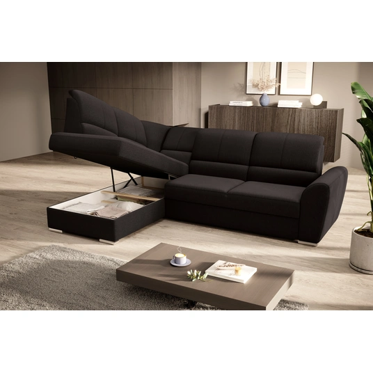 Kampinė sofa Siber su patalynės dėže, audinys Flores 22